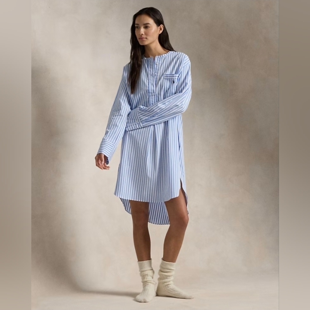 Polo Ralph Lauren Striped Poplin Sleep Shirt.
